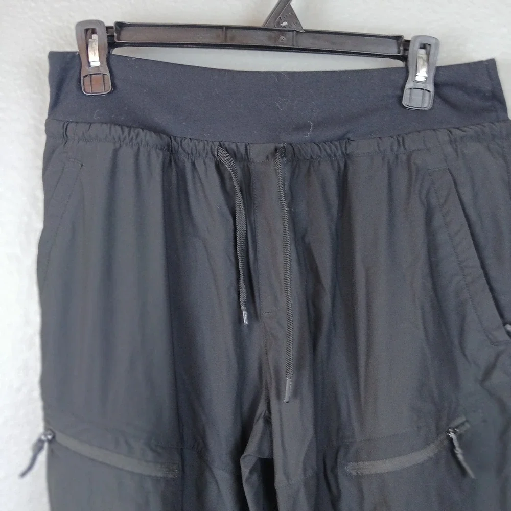 Black Lightweight Technical Cargo Joggers Tapered Hiking Travel Pants Mens L